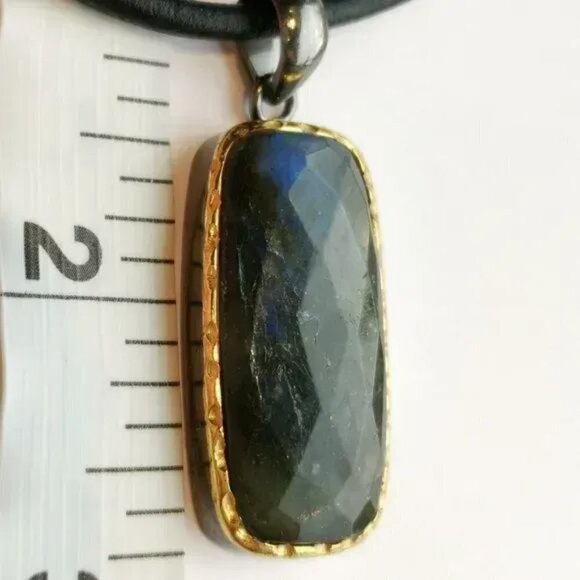 NEW labradorite pendant necklace in Sterling Silver 14k gold vermeil - Picture 7 of 9